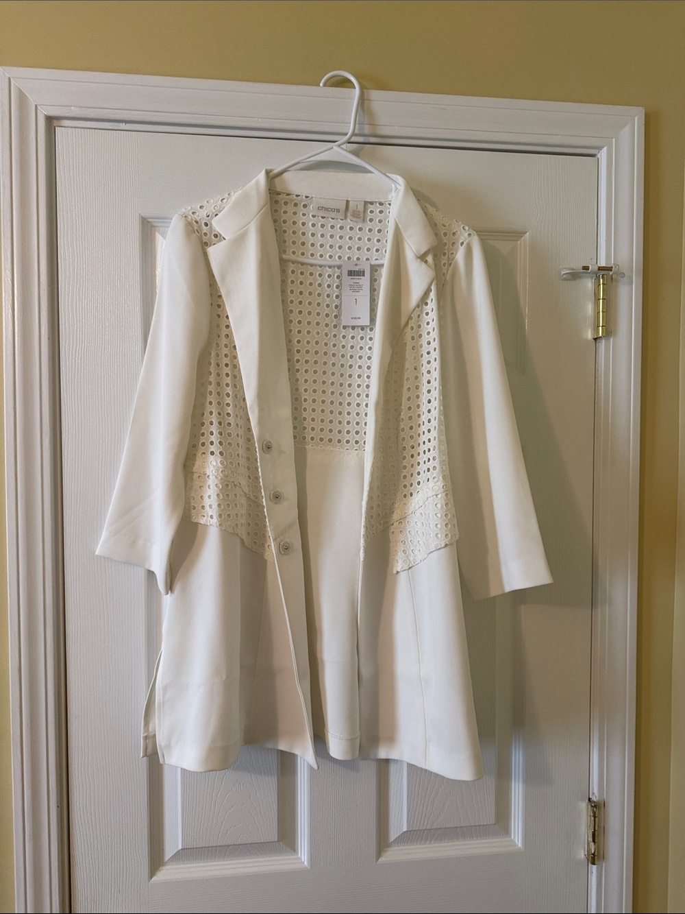Chico's Open-Front Eyelet Blazer